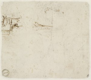 ヴァーソ：聖母マリアの頭を左に向けた風景スケッチ、WA1846.152b 作： Raffaello Sanzio Raphael